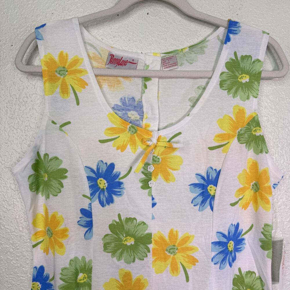 Vintage Pennylane Romper Womens Large Floral Button Bow 90s Daisy Retro NEW - Picture 4 of 13